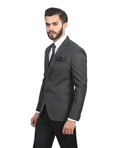 MANQ Men's Slim Fit Single Breasted Blazer (BL-101-40-Charcol_Charcoal Grey_40) 3