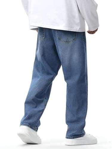 Ben Martin Light Blue Men Jeans || Baggy Fit Jean's for Man || Loose Fit High Rise Denim || Stretchable Casual Wear Jean,s || Dance Rap Rapping Style Pant for Men || Denim Cotton Jeans 32 (0) 4
