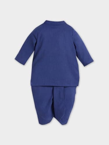 Somersault Embroidered Kurta Dhoti Set for Baby Boy's| Traditional Indian Festive Outfit for Kid's | Cotton Kurta with Matching Dhoti | Comfortable Party & Wedding Dress - Blue 1-18-24 Months 2