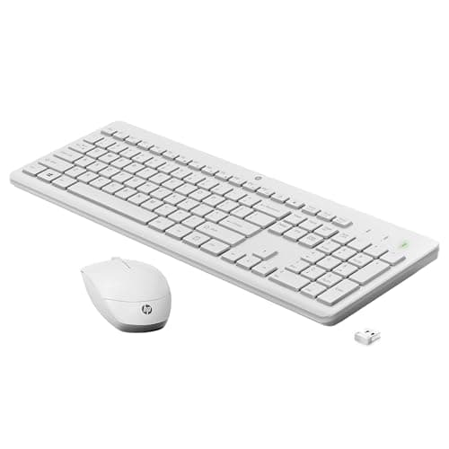 HP 230 Wireless Keyboard and Mouse Combo, 2.4GHz USB dongle, 1600 dpi, Windows PC Compatible, Full-Size Keyboard with Numeric pad, 12 Function Keys, 1-Year Warranty, 0.56 kg, White, 3L1F0AA