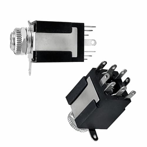6.35mm (1/4 Inch) Stereo/Mono Audio Socket, 9 Pins | 2 Piece | Suitable for Use in Musical Instruments like Guitars, Amplifiers, and Professional Audio Equipment