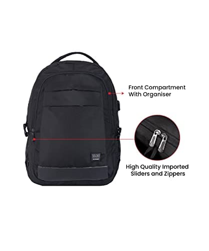 STOLT Saviour Laptop Backpack | Business & School Backpack with USB Charging Port | Anti-Sweat Fabric, Fits Laptops Up to 15.6" | Unisex Bag for Men & Women (Black) 4