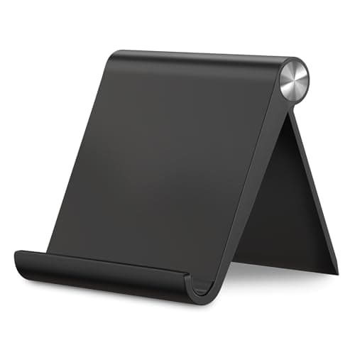Sounce Multi-Angle Foldable Tablet & Phone Stand | Portable Tabletop Holder for iPhone, Android, Samsung, OnePlus, Xiaomi | Adjustable Desktop Stand for Bed, Office & Home (Black)