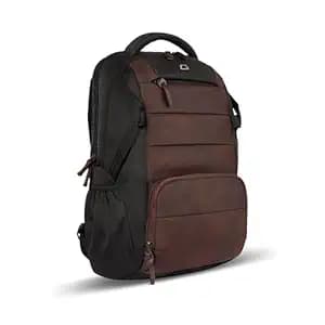 Gear Aspire 3 19"/35L Large Faux Leather Water Resistant Laptop Backpack | Casual Backpack | Daypack | Travel Backpack | College Bag For Men/Women (Brown - Black)