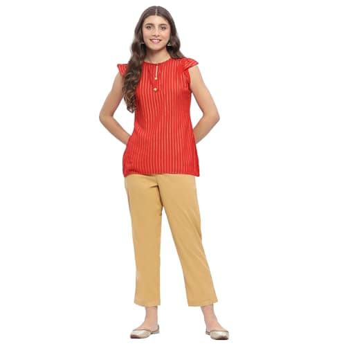 Biba Women Gold Polyester Straight Palazzo_4XL 2