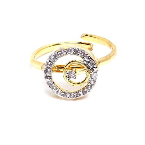 ZENEME Fashion Cubic Zirconia Gold Plated Choker Necklace Set Ring Bracelet With Earring Jewellery For Women Pack Of 4 (Gold) 6