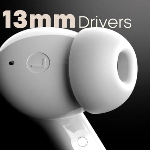 Leaf Buds X614 True Wireless ANC in Ear Earbuds with Ai Sound App,Active Noise Cancellation,Transparency Mode,30H Playtime,Quad Mic Enc,40Ms Low Latency,13Mm Driver,Ipx5,Bluetooth V5.3(Pure White) 5