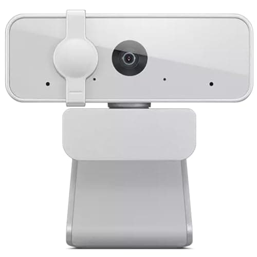 Lenovo 300 FHD Webcam with Full Stereo Dual Built-in Mics | FHD 1080P 2.1 Megapixel CMOS Camera with USB |Ultra-Wide 95° Lens, 4X Digital Zoom | 360 Rotation | Flexible Mount | Cloud Grey