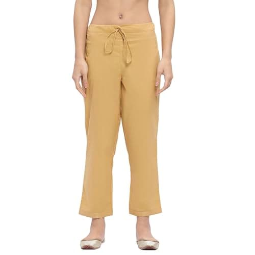 Biba Women Gold Polyester Straight Palazzo_4XL