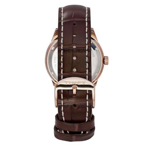 TIMEX Analog Watch for Man with Black Round Dial & Brown Leather Strap Band Water Resistant Men's Wrist Watches - TWEG30001 5