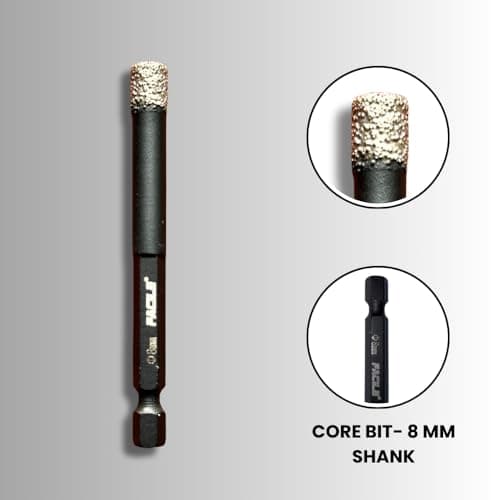 Facile® 8mm Diamond Drill Bit | Heavy Duty Brazed Core Bit for Tile, Marble, Granite, Porcelain & Ceramic | Professional Hole Saw for Clean Drilling 2