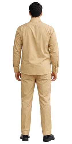 Pragati Textile Men's Indane Uniform for Petrol Pump Ideal Uniform for Workers & Daily Labor Use, Full Sleeves, Khaki in Color (Size - L) 2