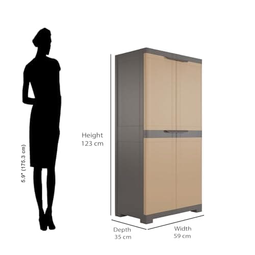 Nilkamal SpaceMax 4 Shelves Plastic Bookshelf with 3-Year Warranty| Multipurpose Storage Cabinet & Book Rack for Home | Durable, Waterproof, Easy-Clean | Living Room & Bedroom Organiser |Sandy Brown 2