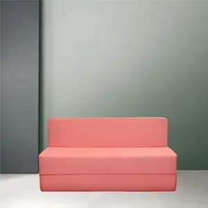 PUM PUM 2-Seater Sofa Cum Bed | EPE Foam Foldable Mattress For Living Room & Guest Use,Peach