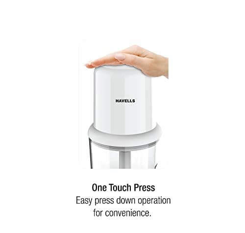 Havells Coral 200W Electric Vegetable Chopper for Kitchen | 750ml Bowl | One-Touch Operation | Portable Food Chopper | Chop, Mince, Dice | Compact Design | 2-Year Warranty (White) 3