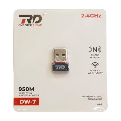 RD DW-7 950Mbps Wireless-N Mini USB WiFi Adapter, 2.4GHz High-Speed Internet Dongle with Internal Antenna, USB 2.0 Plug & Play, WPA/WPA2 Security, Compatible with Windows & Mac