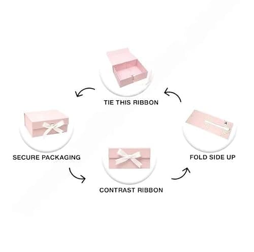 Awestuffs Premium Pink Gift Boxes for Gift Packaging, Reusable Decorative Gift Boxes (23 x 16 x 10 cm) for Hampers, Weddings, Birthdays, Return Gifts & Corporate Gifts (Pack of 1) 4
