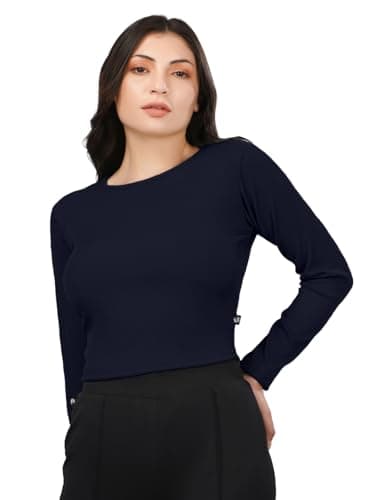 Plus Size Womens Tshirts Tops Full Sleeve Crop Tops Slim Fit Gym Workout Top