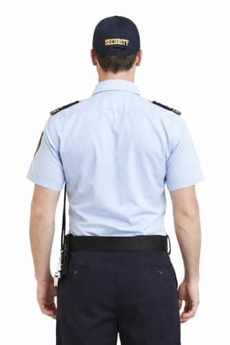Security Guard Uniform Shirt for Men, Light Blue Short Sleeve with Security Patches and Epaulettes (in, Alpha, L, Regular) 2