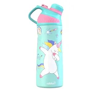 Rabitat ZYLO 550ml Kids Water Bottle for School | 2-Year Brand Warranty | Magnetic Flip Cap, Leakproof | Triple Insulated Stainless Steel Thermosteel Flask | 24 Hrs Hot & Cold | Sizzle