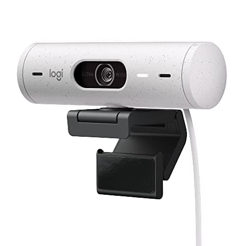 Logitech Brio 500 Full HD Webcam with Auto Light Correction, Show Mode, Dual Noise Reduction Mics, Webcam Privacy Cover, Works with Microsoft Teams, Google Meet, Zoom, USB-C Cable - White