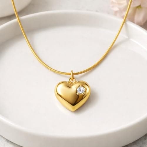 MIAMI Jewellery Gold Heart Necklace for Woman Stainless Steel Adjustable Chain Pendant Necklace Stylish Locket Necklace Set Anti Tarnish Waterproof Anti Rust Valentine Gifts for Women Girlfriend -235 2