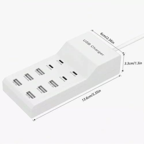 Scalebee Portable USB C Charging Station,USB-C 4-Ports, Hub 10-Ports USB Charger Dock for Multiple Devices Phones Tablet Smartwatch Headphones Speakers USB Charger (White) 2