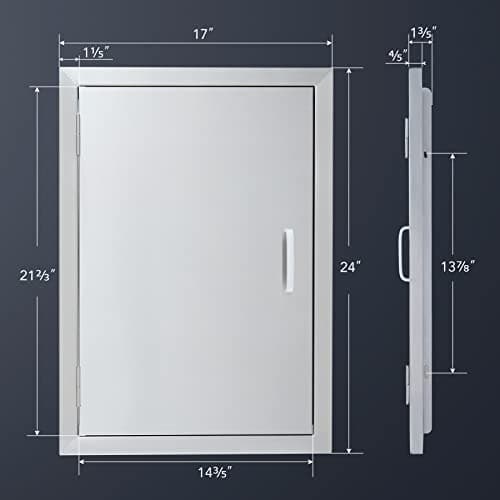 CO-Z Outdoor Kitchen Doors, Weatherproof 304 Stainless Steel Built in Single Access Doors for Outside Kitchen Commercial Grilling Grill BBQ Island Barbeque Station Storage Cabinet (17" x 24") 2