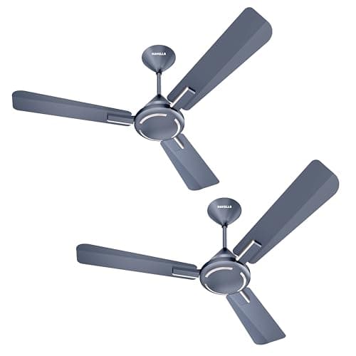Havells 1200mm Ambrose Energy Saving High Speed Ceiling Fan|Premium Finish, Deco.Fan, Elegant Looks, High Air Delivery| 2 Yr Warranty by Brand | (Pack of 2, Nickel Saphire)