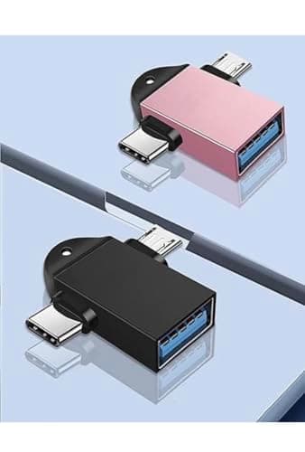 2 in 1 OTG Adapter, OTG Adapter Micro USB Type c, All in 1 Multi OTG Connector for Mobile OTG hub USB 3.0 High Speed Data Transfer Converter for Android (Pack of 2) 2