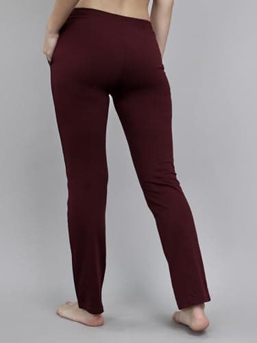 Monte Carlo Women's Regular Fit Solid Lower | Soft Stretchable Track Pant for Ladies | Comfortable Casual Wear Jogger | Stylish Activewear Bottom for Women Burgundy M 4