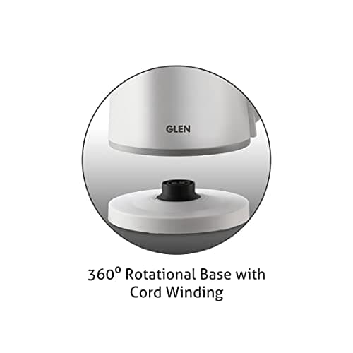 Glen Electric Kettle 800ml, Plastic Clad Stainless Steel, Cordless, 360° Rotation Base, Auto Shutoff, 800W, Kettle for Hot Water & Tea - White (9004) 5