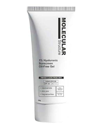 Molecular Structure 1% Hyaluronic Sunscreen Oil-Free Gel, SPF 50 PA++++, with Niacinamide & Zinc PCA, Fragrance-Free, 50g