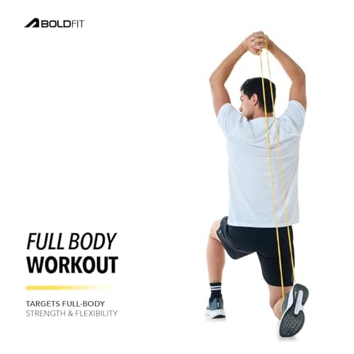 Boldfit Heavy Resistance Band for Workout Set Exercise & Stretching Pull Up Bands for Home Exercise for Gym Men & Women Loop Bands Toning Bands Resistance Band Yellow (3-7 Kg) 4