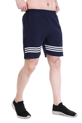 BLUE STAR SHARK Men's Athletic Sports Shorts with Zip Pocket | Quick Dry Lightweight Gym Running Half Pant | Breathable Workout Shorts for Men | Badminton Cricket Yoga Training & Casual Activewear 4XL 3