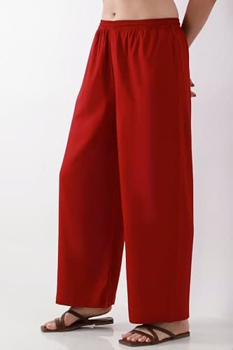 Biba Women Maroon Straight Palazzos_4XL 3