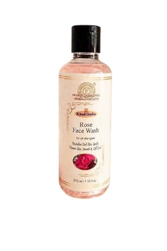 Khadi India Rose Face Wash, for All Skin Types, with Rose Water and Sandalwood Extract, 210 ml