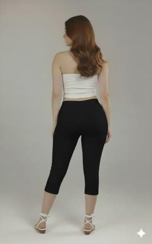 Volex Women Cotton Stretchable Capri | Slim/Regular Fit | Breathable Yoga, Gym & Lounge Wear | High-Waist Stretchable 3/4 Length Leggings|Capri Pants for Women – Pack of 3 2