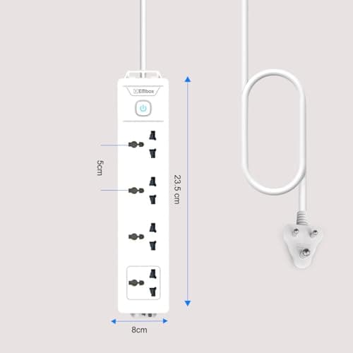 EMBOX 1500W Extension Board with Switches | 4 Universal Sockets Master Switch | Spike Guard, LED Indicator| 2 Meter Extension Cord 4
