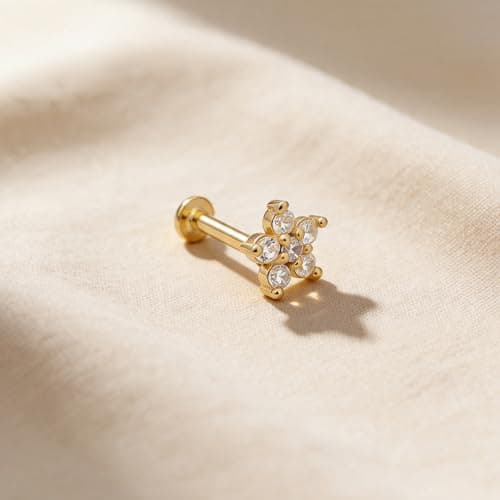 TOUCH925 Pure 925 Silver Radiant Floral Nose Pin for Women 3