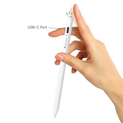 eller santé® Universal Stylus Pen for Touch Screen Devices Compatible with Android, iOS, Tablets & Smartphones Pencil Power Display Tilt Sensitivity Magnetic Adsorption- White 6