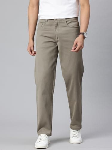 Majestic Man Men's Premium Cotton Blend Trousers | Solid Textured | Button and Zip | Comfort Fit | Side, Back Pockets | Perfect for Casual outings, Office wear & Travel (Stone Grey, 32) 2
