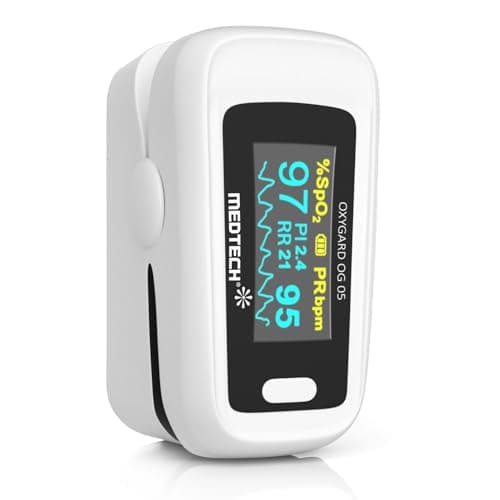 Medtech OG05 - Fingertip Pulse Oximeter | Blood Oxygen Saturation and Heart Rate Monitor | SpO2 Oxygen Meter | Finger Pulse oximeter | 4 Parameters - Perfusion Index, Respiratory Rate, Oxygen Level an
