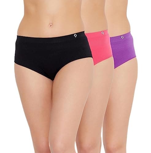 C9 Airwear Women Seamless Hight Waist Pack of 3 Hipsters All Day Comfort Soflt Waistband Antimicrobial Full Coverage Color and Print May Vary Multicolour