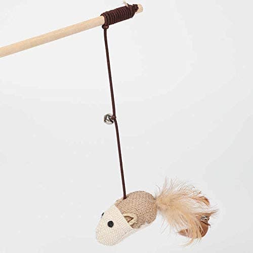 The Pets Company Interactive Cat Dangler Toy Stick with Bell & Feather Tail – Mouse Teaser Wand for Cats – Natural Jute, Exercise & Hunting Play – for Kittens & Adult Cats (Colour May Vary) 4