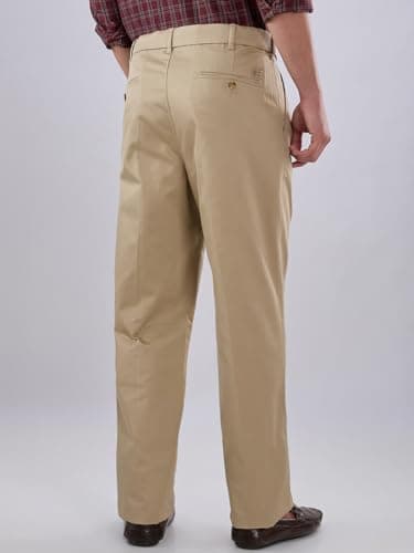 Colorplus Men Comfort Fit Twill Pattern Pure Cotton Double Pleat Casual Trouser Khaki 4