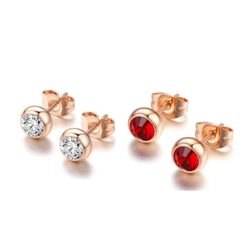 Nilu's Collection Daily Use, Light Weight Small Stud Earrings| Perfect for Baby Girls, Office Goers, Combo Earrings (Red & White)