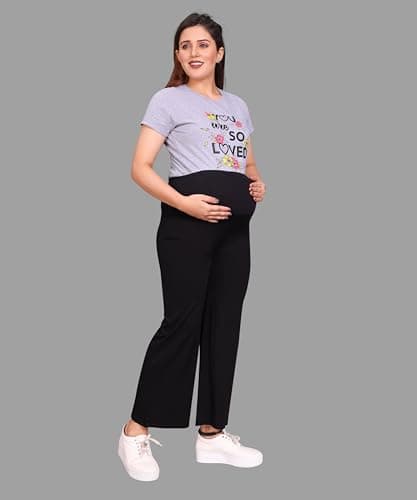 MAMMA'S MATERNITY Women's Black Solid Rayon Maternity Palazzo (MAMBKPLAZO2245-M_Black_Medium) 2