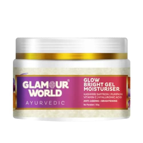 Glamour World Ayurvedic Glow Bright Gel Moisturiser | Dark spots, Pigmentation, Lack of firmness, Dryness, Dull skin