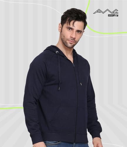 AWG ALL WEATHER GEAR Hoodies for Men | Men’s Solid Hooded Sweatshirt | Winter Wear | Pullover | Jackets for Men Stylish | Zipper Hooded Sweatshirt | Jacket Navy Blue 6